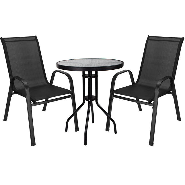 Tuinset - 2 Delig - Stoelen -  Salontafel - Metaal - Zwart