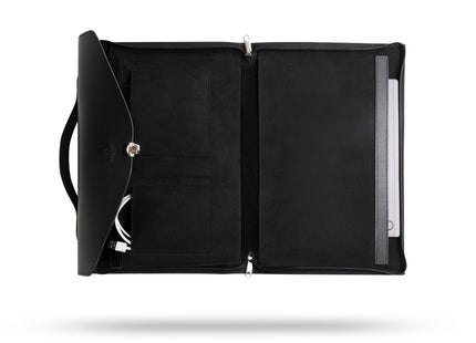 Leren Aktetas - Laptoptas - 13/14 inch - Zwart - 36 x 24 x 2,5 CM