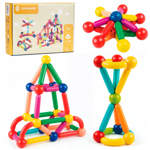 Magnetisch bouwspeelgoed, 128 stuks