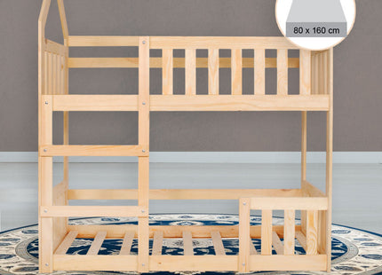 Kinderbed - Stapelbed - Veiligheid - Grenenhout - Trap -  Tot 100 Kg - Lichtbruin - 164 x87x184 cm