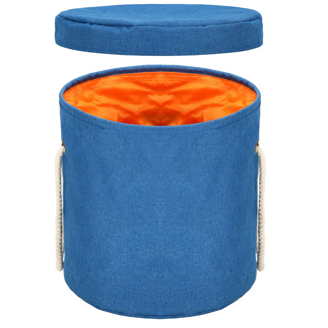 Opbergmand - Speelgoedmand - Kledingmand - Organizer - Deksel - Handvatten - Blauw