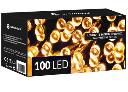 Kerstverlichting | 10,5 m | Batterij | 100 LED | Warm Wit