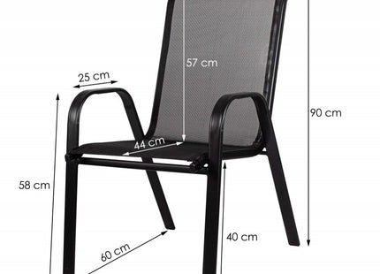 Tuinstoel | Tuinstoelen | Tuinstoel Buiten | Staal & Textileen | 130 kg | Zwart