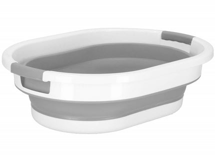 Wasmand | Opvouwbare Wasmand | Ovaal | 24L | Grijs/Wit