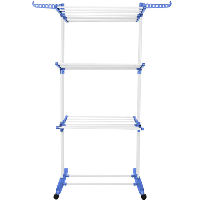 Wasrek - Droogtoren - Droogrek - 4 - Etages - Inklapbaar - Inclusief- Wielen - Draaibaar - 170x75,5x57 cm