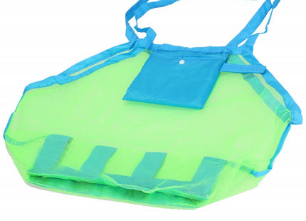 Strandtas | Net Tas | Blauw / Groen | Opvouwbaar | Met Hoes | 45 x 30 x 45