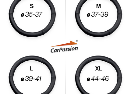 CarPassion Stuurhoes - Steering Cover - Leer - Ø 37-39 CM