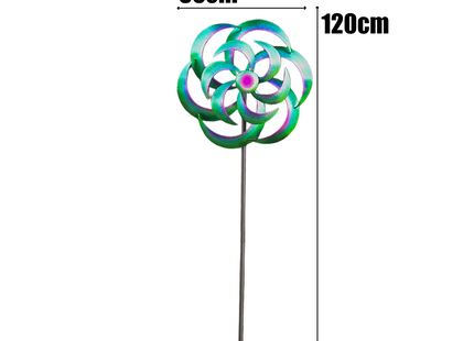 Windspinner - Windmolen - Windijzers - Tuinsteker - Tuinbeeld - Grondpin - Metaal - Paars - Blauw - Groen