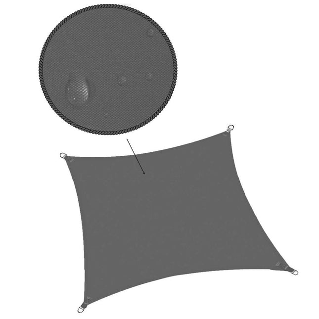 Schaduwdoek | Zonnezeil | Vierkant | 5 x 5 m | 90% Schaduw | Grafiet | 160 g/m²