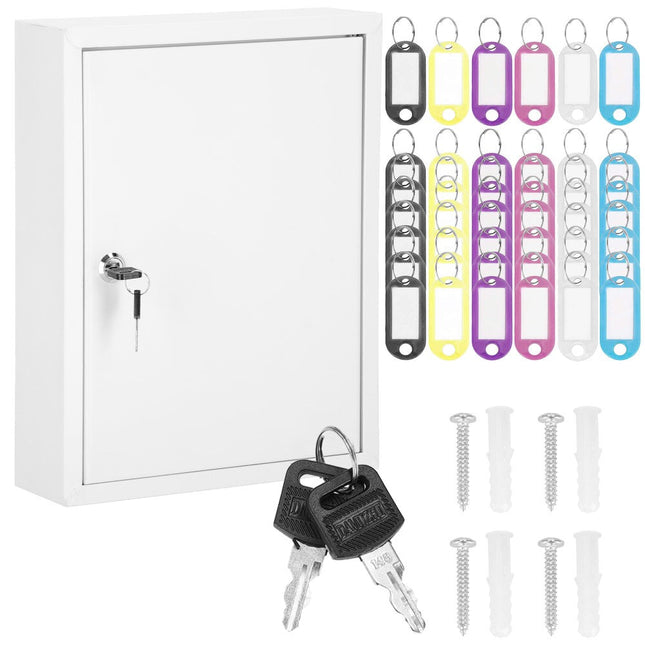 Sleutelkluis | Sleutelkast | Sleutelbox | 42 Haken | 35 x 27 x 8 cm | Wit