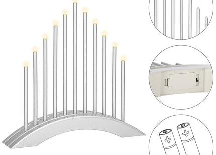 LED Kaarsenbrug | Batterijen | Zilver | Warm Wit