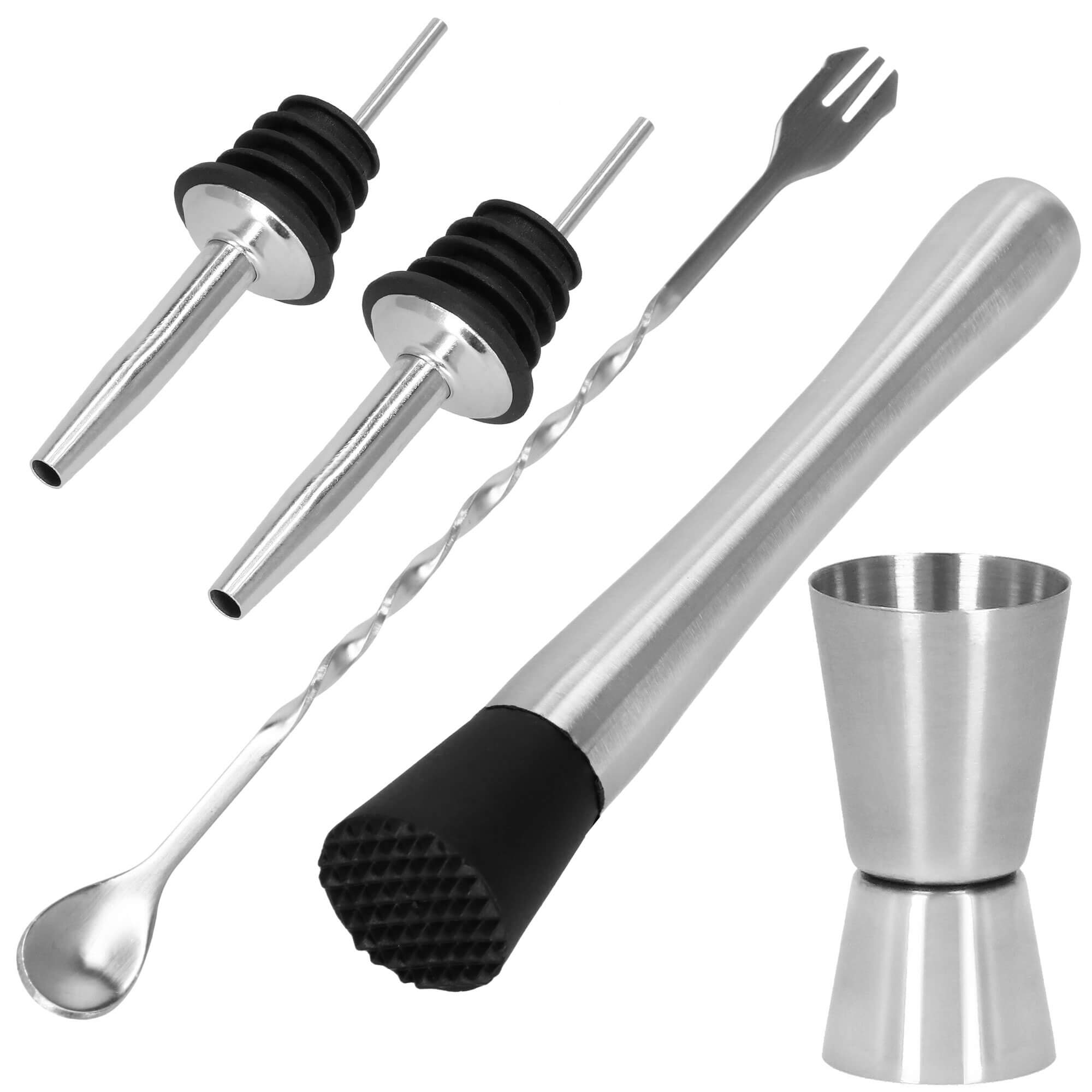 Cocktail Set | 6-Delige Cocktail Shaker Set | Cocktailset | Bartender set | RVS | Zilverkleurig