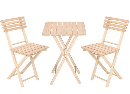Tuinset | Tuintafel | Tuinstoelen | 3-delig | Opvouwbaar | Naturel