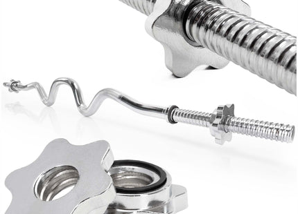 Actiget®  Curlstang | Halterstang | Barbell | Chroomstaal | Verbogen | 120 cm | 25 mm | 2 Klemmen