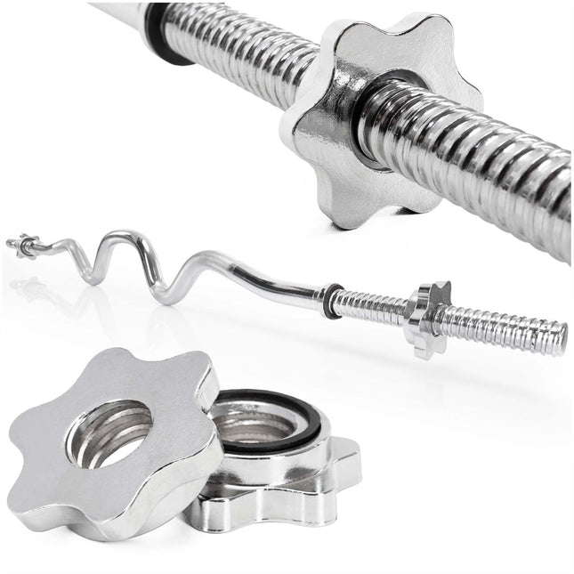 Actiget®  Curlstang | Halterstang | Barbell | Chroomstaal | Verbogen | 120 cm | 25 mm | 2 Klemmen