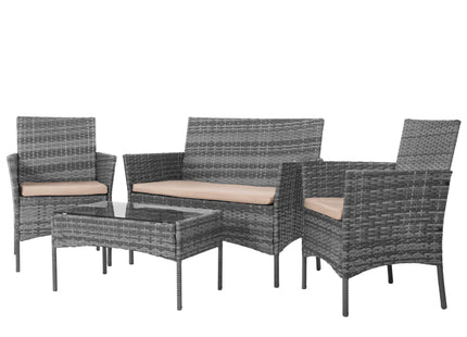 Tuinset - 4 Delig - Stoelen - Bank - Tafel - Rotan - Grijs