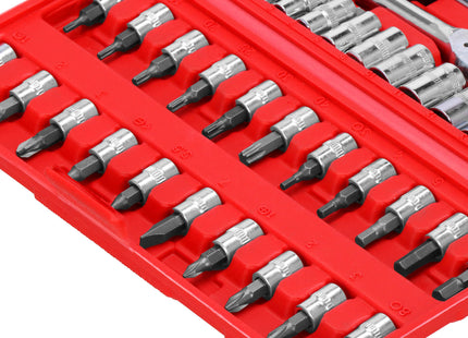 Dopsleutelset - Gereedschap Set - Koffer - 45 Stuks - Rood/Zwart