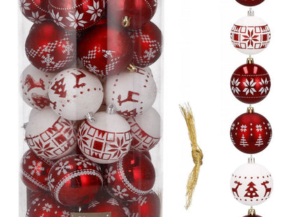 Kerstballen | 30 Stuks | 5 cm | Rood/Wit