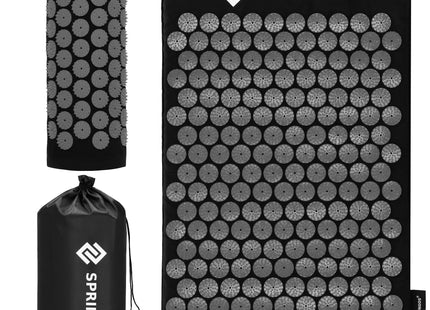 Acupressuurmat - Spijkermat - Lichaamsstimulator - Ontspanning - Massage  - Kussen - Zwart/Grijs