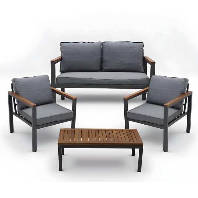 Tuinset - 4 Delig - Stoelen - Bank - Tafel - Bank - Grijs/Bruin