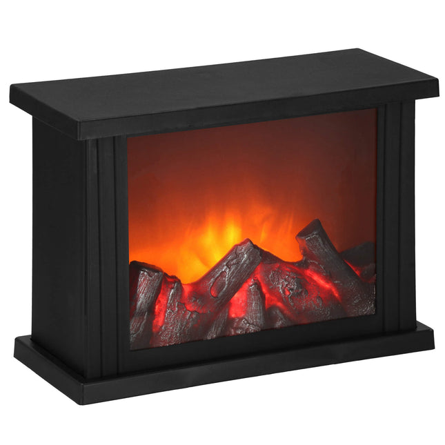 Open Haard - Kachel - Verwarming - Decoratieve Verlichting - Baterijen - USB LED - 27,5 x 19,5 x 12 cm - Zwart