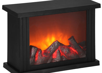 Open Haard - Kachel - Verwarming - Decoratieve Verlichting - Baterijen - USB LED - 27,5 x 19,5 x 12 cm - Zwart