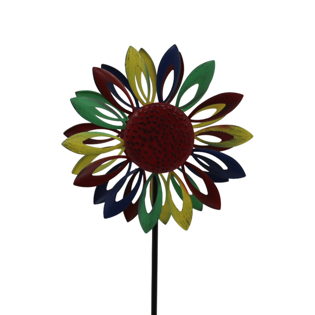 Windspinner - Windmolen - Windijzers - Tuinsteker - Tuinbeeld - Grondpin - Metaal - Flower - Bloem