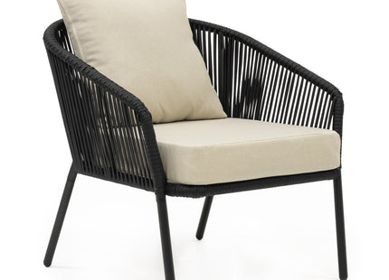 Tuinmeubelset - Loungeset - Bank - Stoelen - Tafel - Kussens - Zwart - Beige
