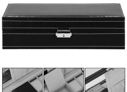 Horlogedoos - Horlogebox - Horlogeopberger - Spiegel - Zwart - Grijs - 8 Horloges