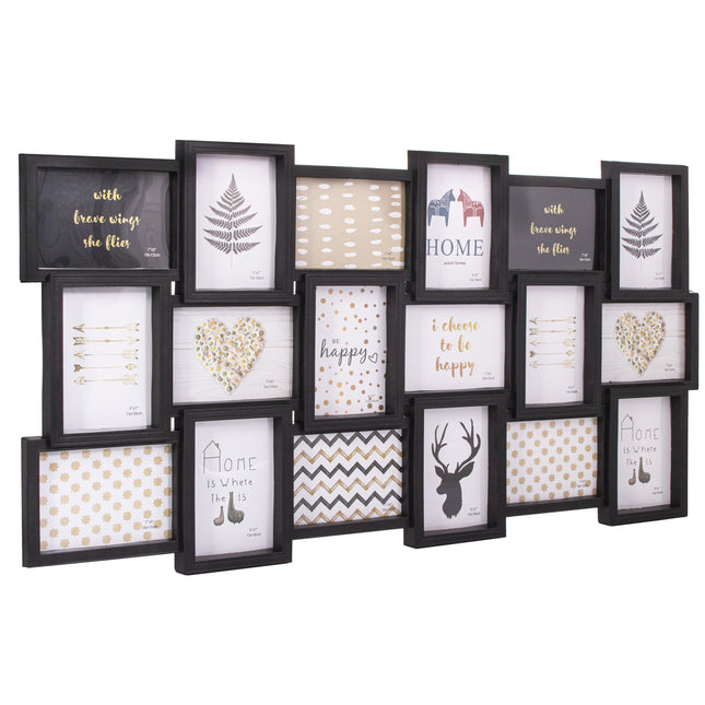 Fotolijst - 18 Foto's - Collage - Staand/Liggend - 101 x 52 cm - Zwart