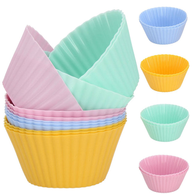 Cupcake Vormpjes | Siliconen Bakvormen | 12 Stuks | Multicolor