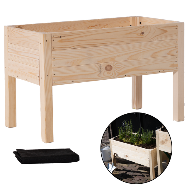 Kweekbak - Plantenbak - Moestuin - Planten - Hout -Rechthoekig - Naturel - 80 x 40 x 50 Cm