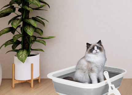Kattenbak | Spatel | 45 x 34 x 12 cm | Grijs/Wit