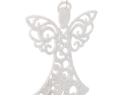 Kersthanger | Engel | Kerstboomhanger | Wit | Glitters | Kunststof | 10 cm | 3 Stuks