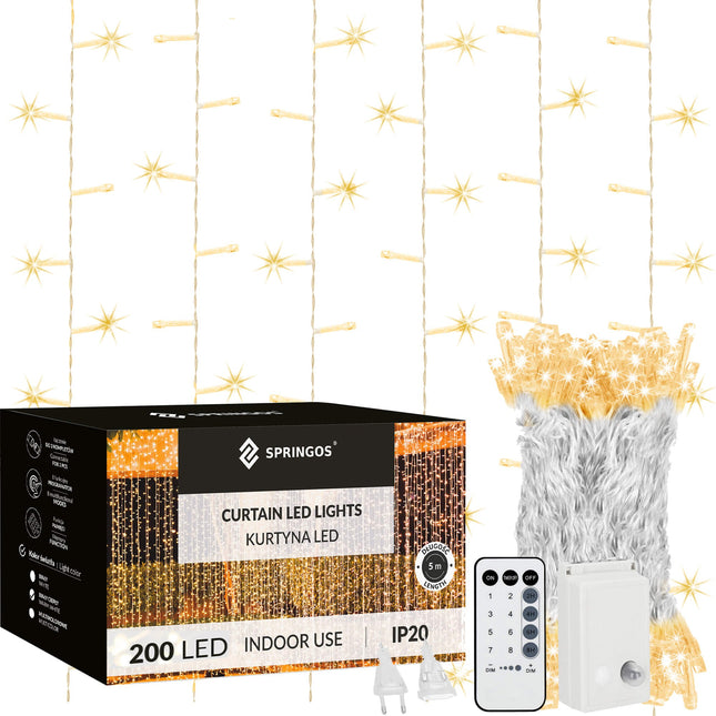 Lichtgordijn | IJspegel Verlichting | Inclusief USB En Afstandsbediening | 200 LED | 5 Meter | Warm Wit