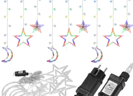 Lichtgordijn | IJspegel Verlichting | Inclusief USB En Afstandsbediening | 138 LED | Multicolor | Sterren | Maan