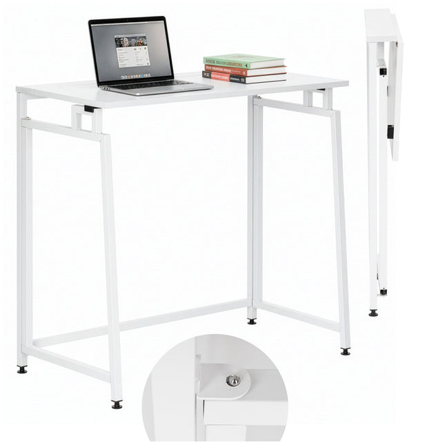 Bureau – Werkbureau – Computer Bureau – Bureautafel – Opklapbaar – 80 X 75 X 40 CM – 30 Kg - industriële - Wit