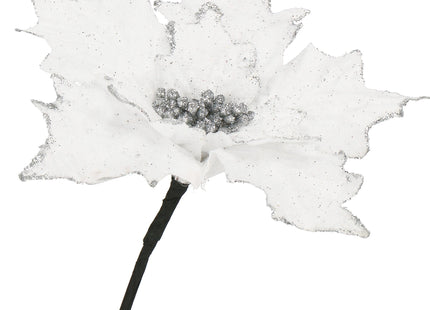 Kunstbloem - Ster van Bethlehem - Wit - Glitters