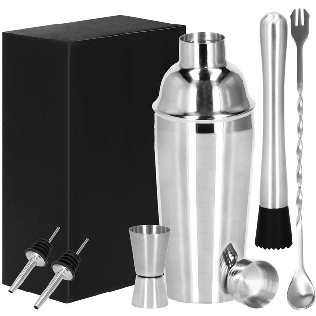 Cocktail Set | 6-Delige Cocktail Shaker Set | RVS | 750 ml | Zilverkleurig