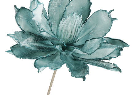 Kunstbloem - Kunstlotus - Kunststof - Turquoise- Glitters