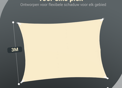 Schaduwdoek | Zonnezeil | Rechthoekig  | 4 x 3 m | 90% Schaduw | Crème | 160 g/m2 |  Polyethyleen
