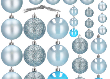Kerstballen | 30 Stuks | 6/5/4 cm | Lichtblauw