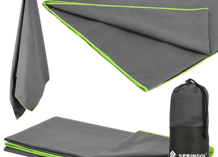 Strandlaken | Badlaken | Strandhanddoek | Microvezel | 90 x 180 cm | Grijs/Groen