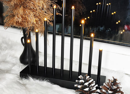LED Kaarsenbrug | Batterijen | IJspegels | Zwart | Warm Wit