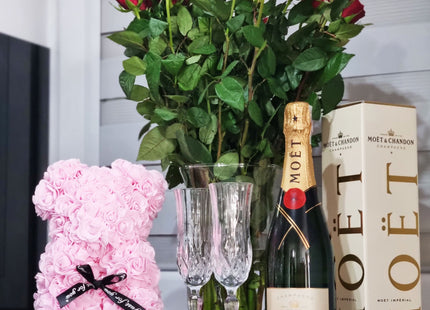 Rozen Beer | Rozenbeer | Rose Bear | Rozen Teddybeer | Liefde | Inclusief Giftbox | 27 x 17 x 16 cm | Roze