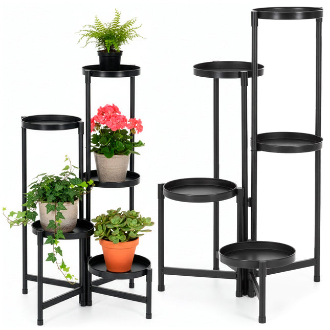 Plantenstandaard - Bloemenstandaard - Plantenrek - Bloementrap - Metaal - 5 laags - 78,5 Cm - Zwart