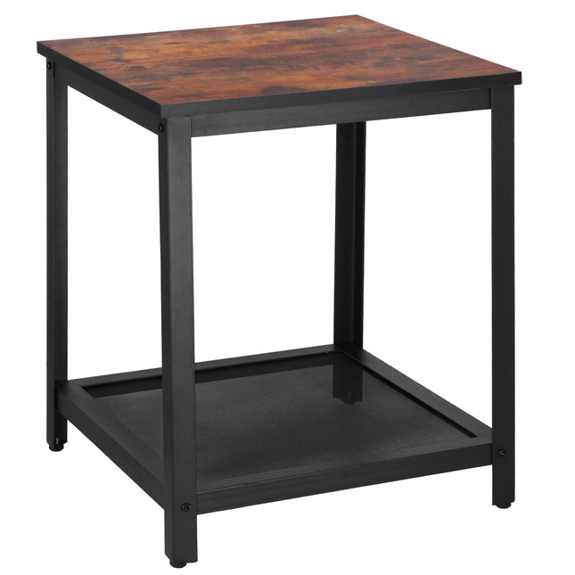 Salontafel | Bijzettafel | Vierkant | 45x45x55 cm | Zwart/Donkerbruin