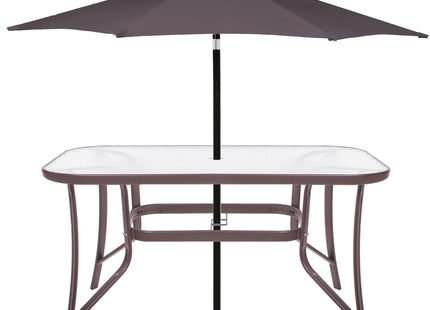 Tuintafel | 120 x 70 x 70 cm | Buitentafel | Eettafel Buiten | Metaal | Gehard Glas | 100 KG | Bruin