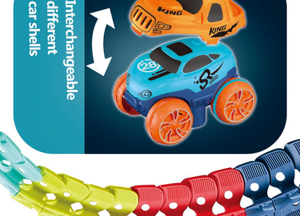 Racebaan - LED Verlichte Raceauto - 92 Delen - Multicolor