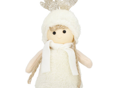 Kerstdame - Kerstversiering - Witte Rendierkabouter - 20 cm